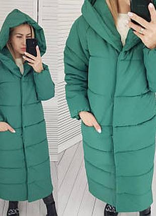 Aiza пуховик куртка пальто ковдра оверсайз а521 зелений зеленого кольору