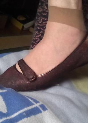 Красивущі шкіряні балетки туфлі шоколадного кольору 39 р. фірми new look