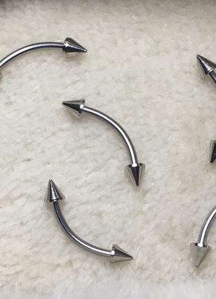 Сережка для пірсингу вигнута штанга мікроштанга гвоздик із шипами конусами кульками в брову вухо губу нос перенісся хрящ бридж смайл