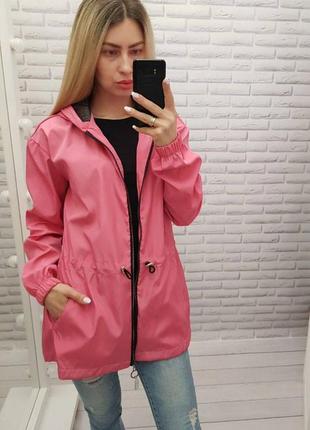Aiza🌈☔непромокаемая куртка ветровка а101 розовая цвет барби3 фото