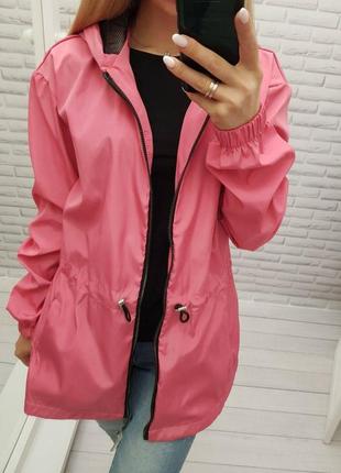 Aiza🌈☔непромокаемая куртка ветровка а101 розовая цвет барби5 фото
