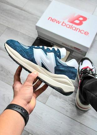 Кроссовки new balance 57/40 замша плотная сетка демисезонные весна лето осень синие белые черные голубые