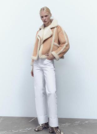 Дублянка бежева косуха з хутром zara оригінал
