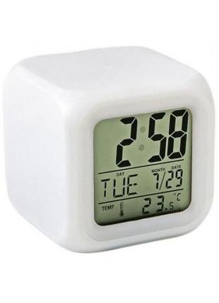 Часы хамелеон с термометром будильник ночник1 фото