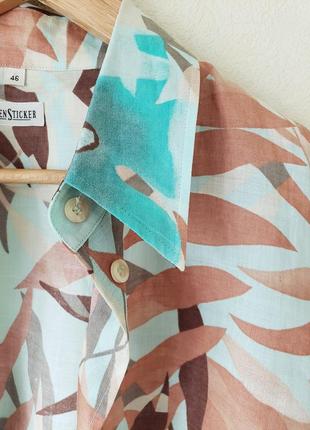 Люксовая редкая  винтажная удлиненная  рубашка блуза из элитного текстиля  100 % крaпивы ramie seidensticker