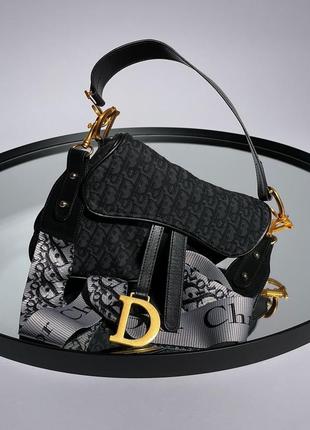 Сумка в стилі  christian dior saddle textile black