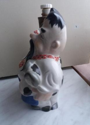 Пляшка керамічна "козак з коровою"3 фото