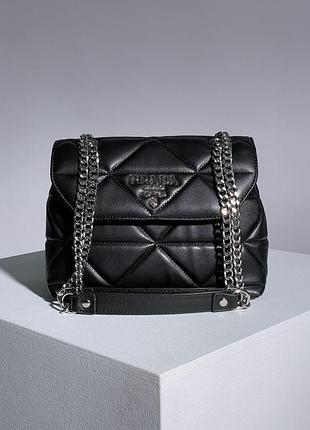 Сумка в стилі  prada nappa spectrum black/silver