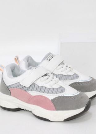 Дитячі кросівки для дівчаток з липучкою та шнурками