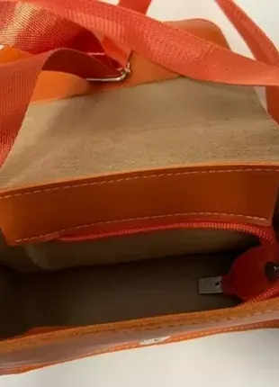 Стильная женская сумка с котиком d5052 оранжевая3 фото