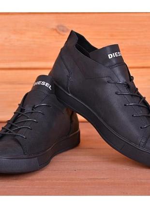 Кеды кроссовки мужские кожаные diesel pirate black3 фото