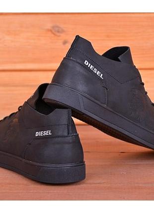 Кеди кросівки чоловічі шкіряні diesel pirate black5 фото