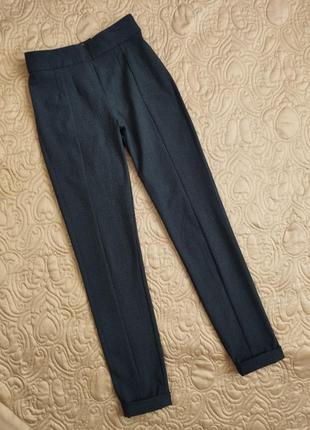 Жіночі класичні брюки штани сірі в дрібну клітинку h&m висока посадка4 фото