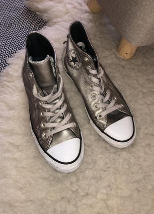 Высокие женские кеды кожаные натуральная кожа converse all star1 фото