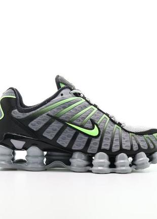 Кроссовки мужские nike shox tl wolf grey серые зеленые, найк шокс тл, шок