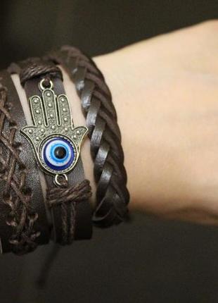 Крутой набор браслетов в стиле бохо еко кожа браслет унисекс рука ом6 фото