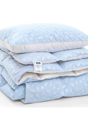 Одеяло mirson набор №2162 bio-blue зима 90% пух одеяло 155х215+подушка (2200003025316)3 фото