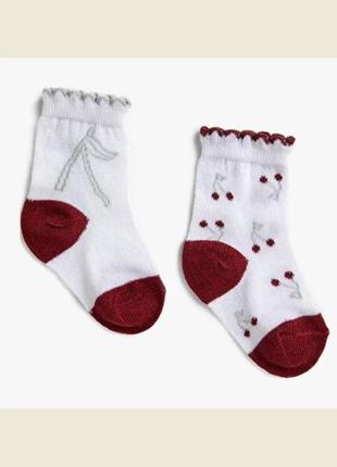 12 - 18 месяцев новый фирменный набор носков 2 пары девочке вишенка koton коттон носки