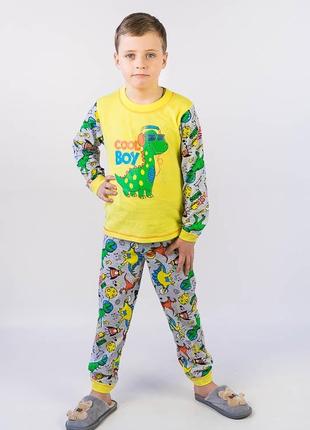 Хлопковая пижама с динозаврами. пижама дино динозавр, детская пижама дино динозавр