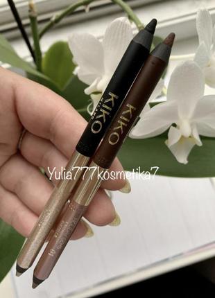 Двусторонній стійкий олівець чорний та срібло kiko milano holiday gems