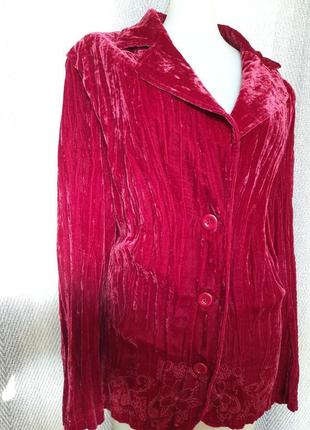 65% вискоза шикарный бордовый велюровый пиджак, вискозный жакет натуральный блайзер, жатка вышивка10 фото
