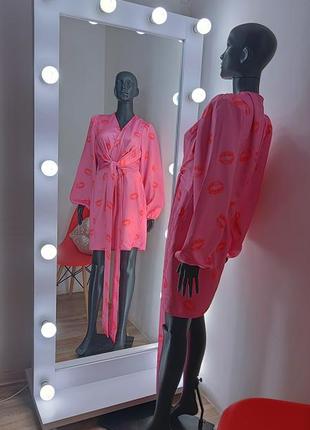 Милое нежное розовое интересное платье на запах с завязками 🌺💋💋💋1 фото