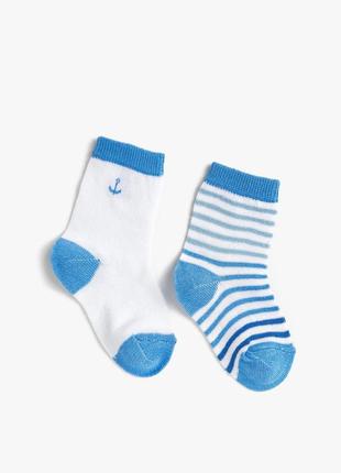 18-24/24-36 м комплект набор из 2-х пар носков с морским принтом для мальчика koton оригинал