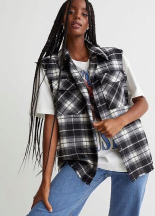 Жилетка в клітинку жилет сорочка без рукавів h&m
