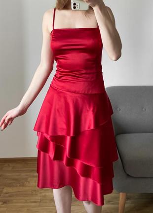 Сатинова вечірня сукня кольору марсала6 фото