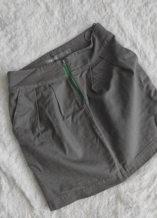 Сіра спідниця бавовняна збоку кишені хлопковая юбка фирменная серая карманы боковые top secret troll1 фото