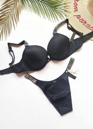 Купальник зі стразами камінням подвійний пуш-ап victoria's secret вікторія сікрет
