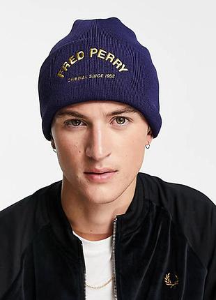 Fred perry arch branded beanie c1112 шапка оригниал унисекс синяя