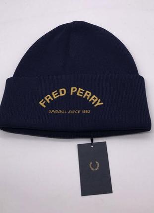 Fred perry arch branded beanie c1112 шапка оригниал унисекс синяя5 фото