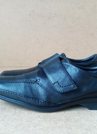 Мокасини туфлі janet d шкіряні чорні на липучках м'які5 фото