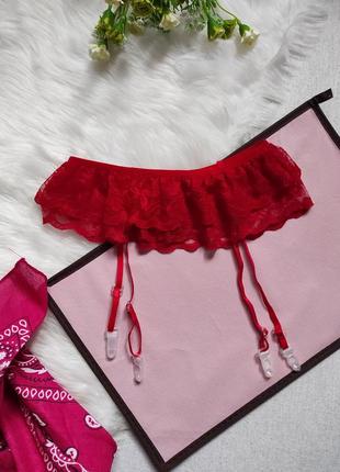 Красный пояс для чулок кружевной пояс для чулков рюши