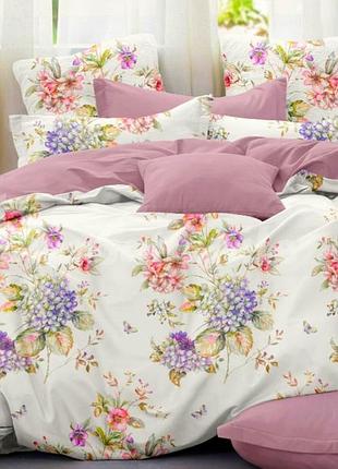 Євро пододеяльник 200х220 цветы растения листья белый бязь голд люкс "виталина"