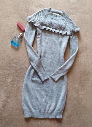 Тёплое вязаное серое платье миди альпака2 фото