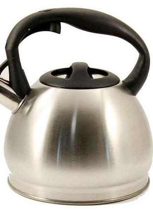 Чайник нержавійка 3,0л зі свистком кришка чорна ручка zb 12/3 тм zauberg