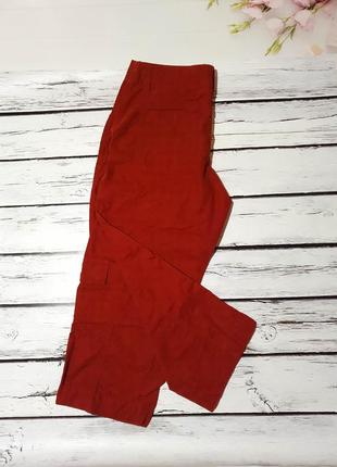 Легкие женские коттоновые летние брюки капри бордовые1 фото