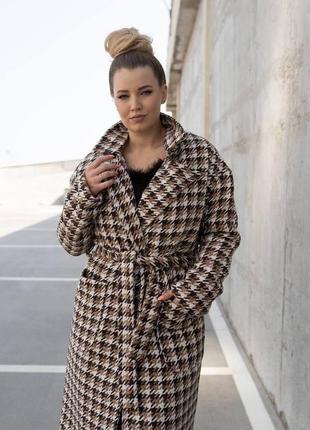 Утеплене жіноче пальто гусяча лапка2 фото