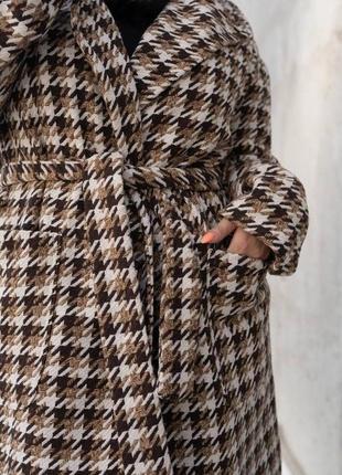 Утеплене жіноче пальто гусяча лапка5 фото