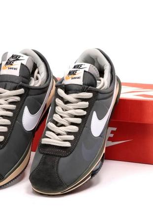 Мужские кроссовки nike sacai zoom cortez grey 41-42-43-44-45