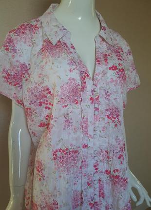Ніжна романтична блуза в квіти батал з бавовною bm3 фото