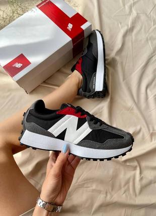 Женские кроссовки new balance 327 grey red / smb