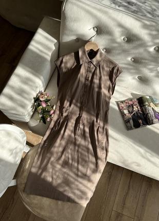 Бавовняна сукня-сорочка хакі1 фото