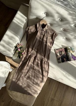 Бавовняна сукня-сорочка хакі10 фото