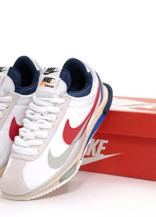 Мужские кроссовки nike sacai zoom cortez white blue 41-42-43-44-45