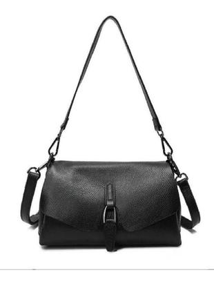 Фото  реал! чорна шкіряна сумка на 2 ручки