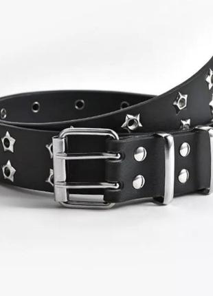 Ремень пасок черный со звездами + подарок 🎁