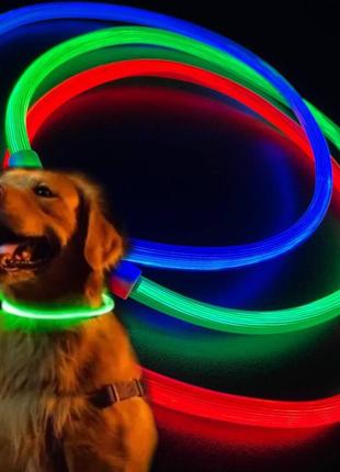 Світлодіодний нашийник, собака, led, зарядка через micro usb1 фото